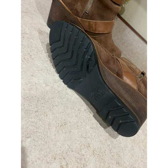Sorel Women's After Hours Boot Brown Suede Mid Bootie Wedge Heel Lug Sole Size 9 - Picture 6 of 8